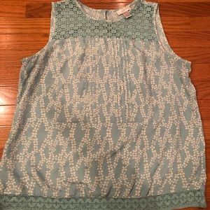 Like new L LOFT sleeveless blouse soft blue lace